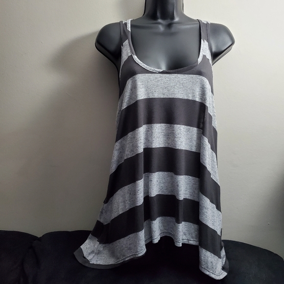 Gray and black stripe tank top. - Picture 1 of 4